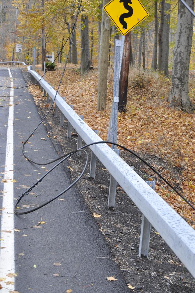 Power line that was taken down on Lake Rd causing the road to be shut down during Super Storm Sandy.
October 2012