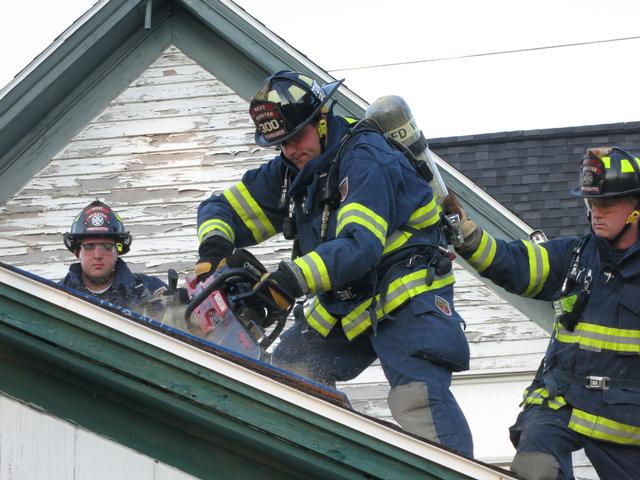 Ventilation Training at roof simulator at Point Pleasant Fire Department